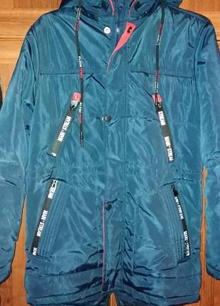 Зимняя подростковая парка, теплая куртка темно-синяя