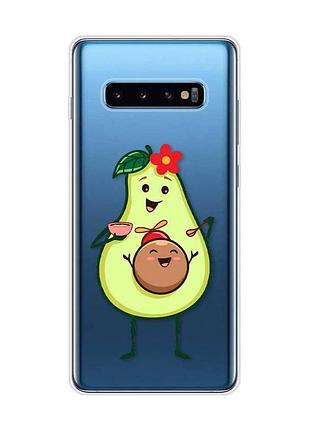 Прозрачный чехол на samsung galaxy s10 plus :: малыш авокадо (принт 309)