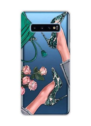 Прозорий чохол на samsung galaxy s10 plus :: туфельки і квіти (принт 225)