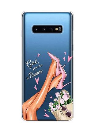Прозрачный чехол на samsung galaxy s10 plus :: ножки (принт 62)
