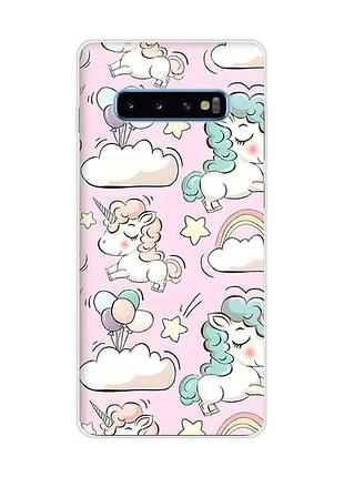 Чехол на samsung galaxy s10 plus :: единороги (принт 106)