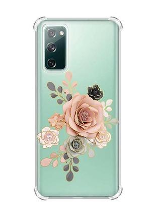 Чехол с утолщёнными углами на samsung galaxy s20 :: розы (принт 275)