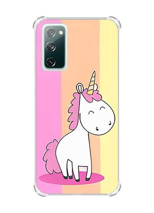 Чехол с утолщёнными углами на samsung galaxy s20 :: единорог (принт 104)