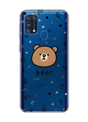 Прозрачный чехол на samsung galaxy m31 :: мишка (принт 76)