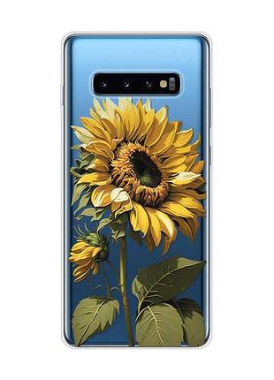 Прозрачный чехол на samsung galaxy s10 plus :: подсолнечник (принт 274)