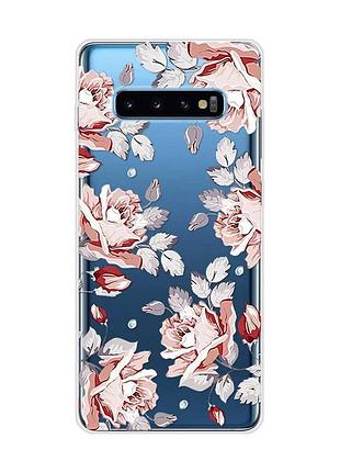 Прозрачный чехол на samsung galaxy s10 plus :: фон розы (принт 273)