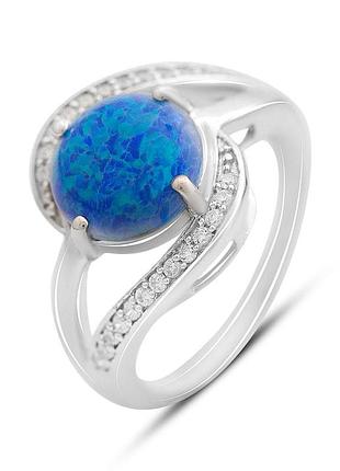 Серебряное кольцо высокогокачества с опалом 1.94ct, фианитами, вес изделия 4,57 гр (2170150) 17 размер