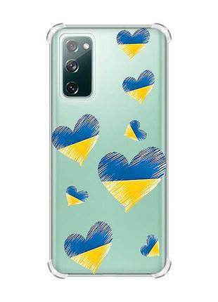 Чехол с утолщёнными углами на samsung galaxy s20 :: сердечка. украина (принт 258)