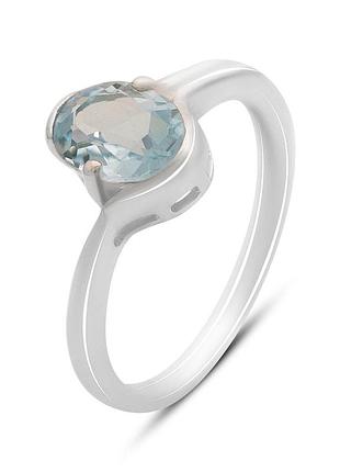 Срібне кільце високої якості з натуральним топазом 1.442ct, вага виробу 2,51 г (2171591) 18 розмір