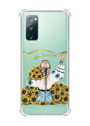 Чехол с утолщёнными углами на samsung galaxy s20 :: девушка с лентой (принт 25)