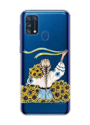 Прозрачный чехол на samsung galaxy m31 :: девушка с лентой (принт 25)