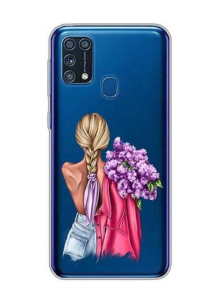 Прозорий чохол на samsung galaxy m31 :: дівчина з бузком (принт 7)