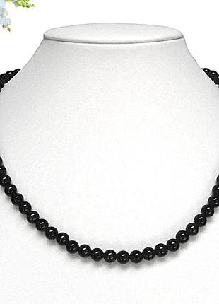 Намисто чорні перлини довжина 45 см намистинка 8 мм fashion jewelry