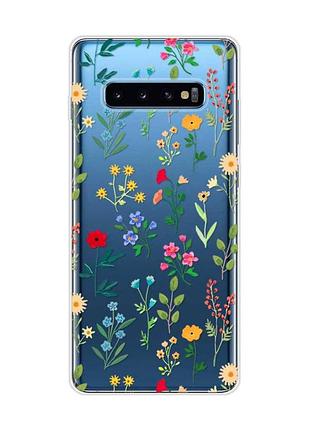 Прозрачный чехол на samsung galaxy s10 plus :: цветочный фон (принт 269)