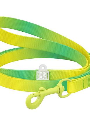 Поводок для котов и мелких пород собак нейлоновый waudog nylon recycled, градиент, цветной карабин, xs, ш 10 мм, дл 122 см,
