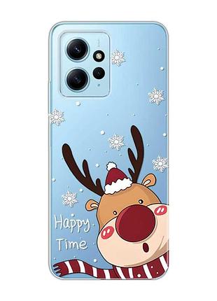 Прозрачный чехол на xiaomi redmi note 12 4g :: зимний оленёнок (принт 155)