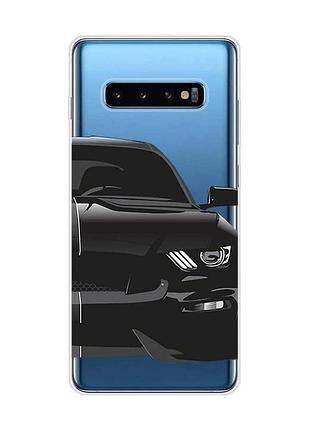 Прозрачный чехол на samsung galaxy s10 plus :: авто чёрное (принт 232)