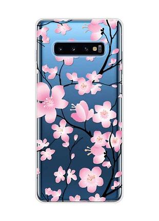 Прозрачный чехол на samsung galaxy s10 plus :: цветущая сакура (принт 282)