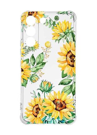 Чехол с утолщёнными углами на samsung galaxy s22 :: подсолнухи (принт 288)
