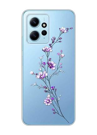Прозрачный чехол на xiaomi redmi note 12 4g :: веточка цветов (принт 278)