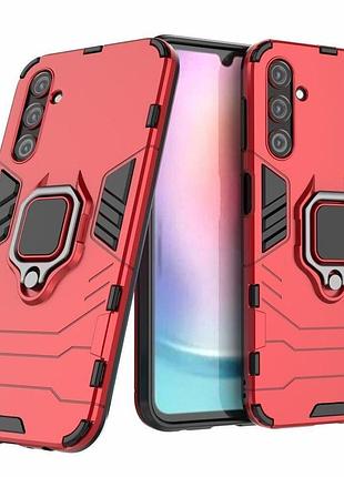 Чехол fiji ring для samsung galaxy a24 (a245) бронированный бампер с кольцом подставкой красный