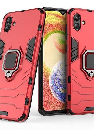 Чехол fiji ring для samsung galaxy a04 (a045) бронированный бампер с кольцом подставкой красный
