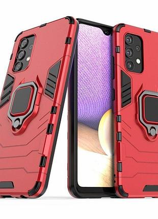Чехол fiji ring для samsung galaxy a32 5g (a326) бронированный бампер с кольцом подставкой красный