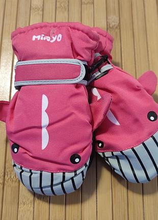 Детские зимние варежки "miayo" на 3 - 4 - 5 лет цвет коралловый
