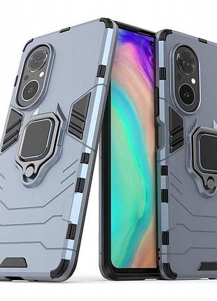 Чехол fiji ring для huawei nova 9 se бронированный бампер с кольцом подставкой темно-синий