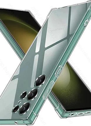 Противоударный прозрачный силиконовый чехол на samsung galaxy s23 ultra