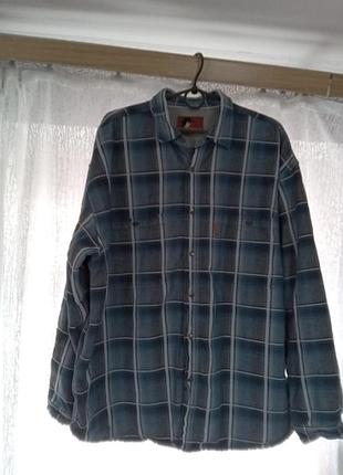 Куртка рубашка на флисе теплая 3xl мужская