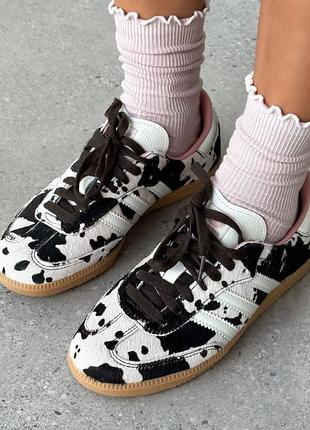 Кросівки adidas samba og “cow print” чорно-білий колір