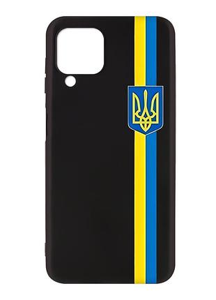Матовый черный чехол на samsung galaxy a12 :: лента украина (патриотический принт 253)