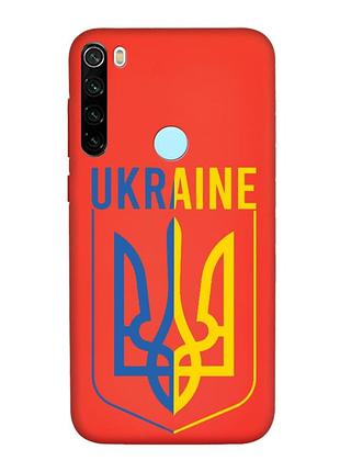 Матовый красный чехол на xiaomi redmi note 8t :: тризуб (патриотический принт 254)
