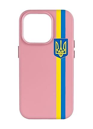 Матовый розовый чехол на apple iphone 14 pro max :: лента украина (патриотический принт 253)