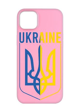 Матовый розовый чехол на apple iphone 14 :: тризуб (патриотический принт 254)