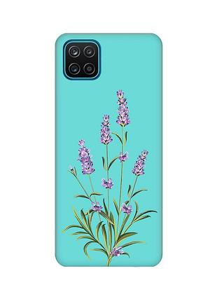 Матовий бірюзовий чохол на samsung galaxy a12 :: гілочки лаванди (принт 266)