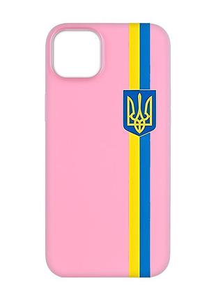 Матовий рожевий чохол на apple iphone 14 :: стрічка україна (патріотичний принт 253)