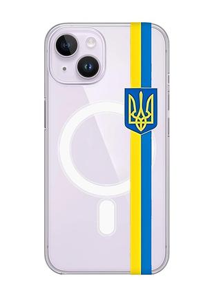 Магнітний чохол на iphone 14 із підтримкою magsafe :: стрічка україна (патріотичний принт 253)