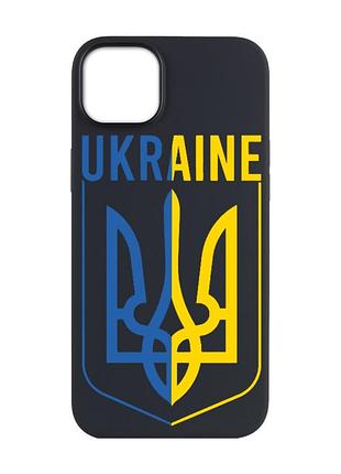 Матовый черный чехол на apple iphone 14 plus :: тризуб (патриотический принт 254)
