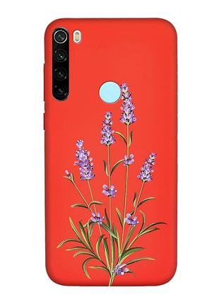 Матовий червоний чохол на xiaomi redmi note 8t :: гілочки лаванди (принт 266)
