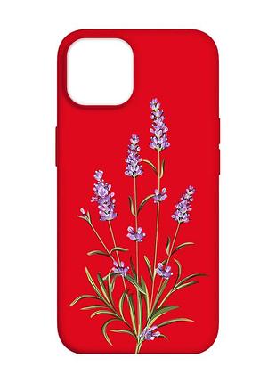 Матовый красный чехол на apple iphone 14 :: веточки лаванды (принт 266)