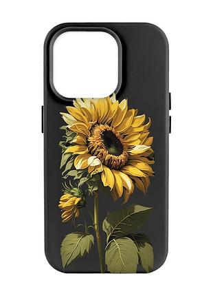 Матовый черный чехол на apple iphone 14 pro max :: подсолнечник (принт 274)