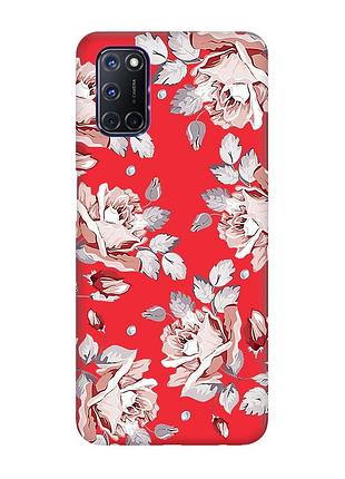 Матовый красный чехол на oppo a52/ a72/ a92 :: фон розы (принт 273)