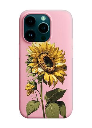 Матовый розовый чехол на apple iphone 14 pro :: подсолнечник (принт 274)
