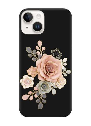 Матовий чорний чохол на apple iphone 14 :: троянди (принт 275)