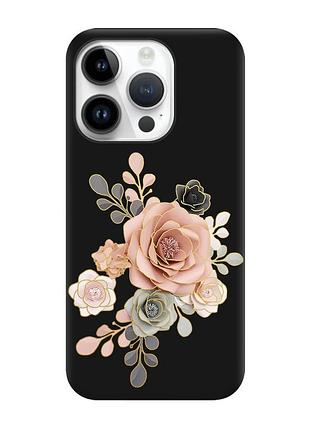 Матовый черный чехол на apple iphone 14 pro :: розы (принт 275)