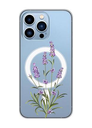 Магнитный чехол на iphone 13 pro max с поддержкой magsafe :: веточки лаванды (принт 266)