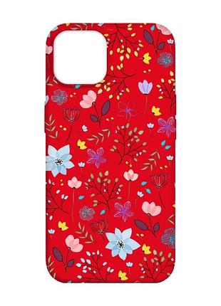 Матовий червоний чохол на apple iphone 14 :: квітковий фон (принт 267)