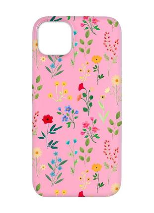 Матовый розовый чехол на apple iphone 14 plus :: цветочный фон (принт 269)